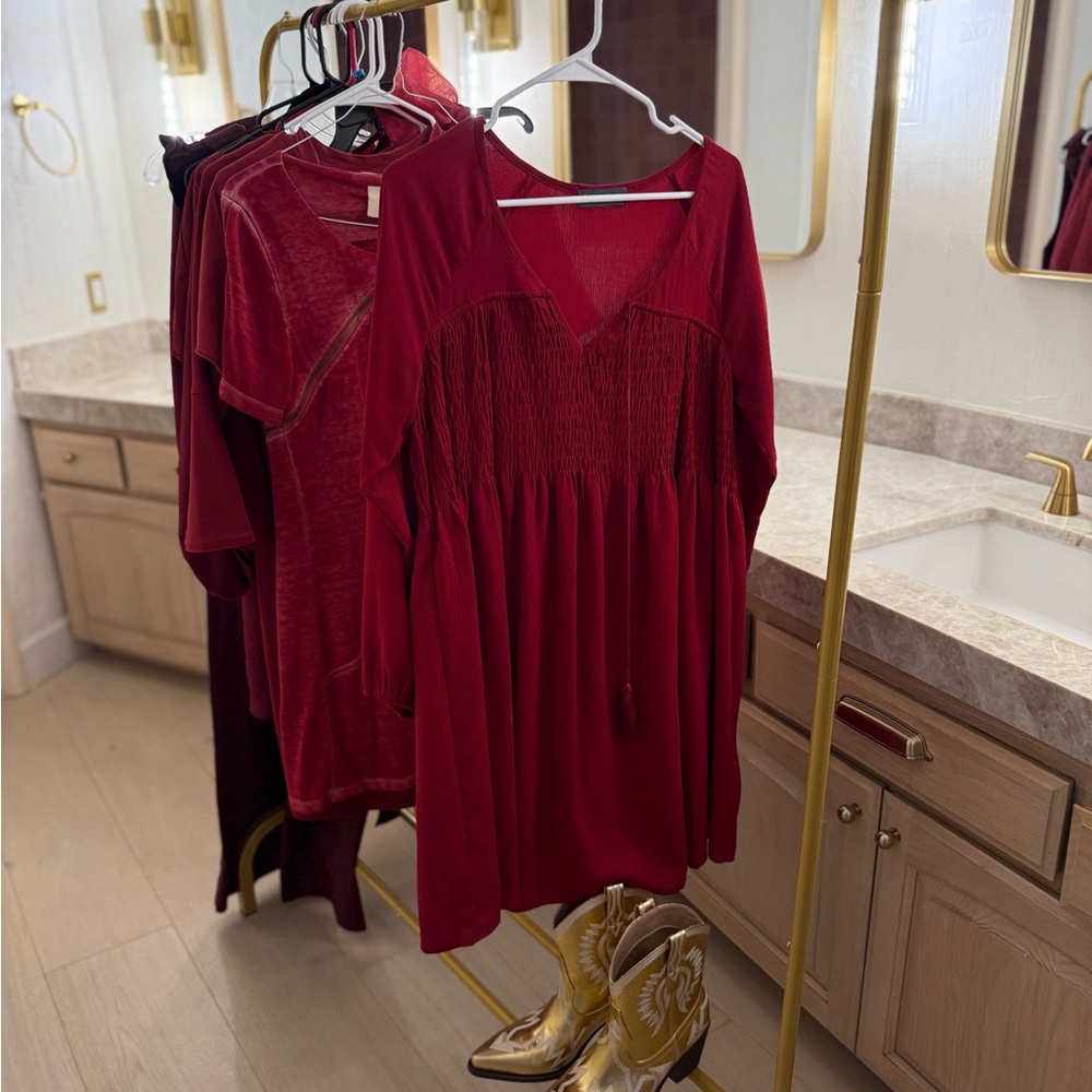 Anthropologie Deep Red Dress